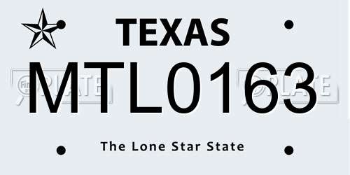 MTL0163 Texas License Plate