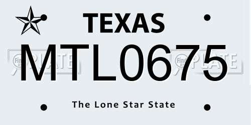 MTL0675 Texas License Plate
