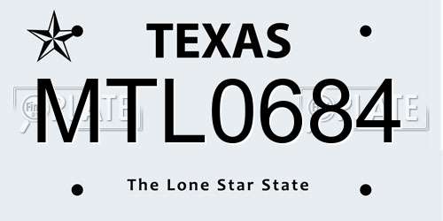 MTL0684 Texas License Plate