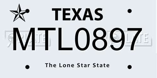 MTL0897 Texas License Plate