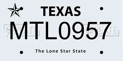 MTL0957 Texas License Plate
