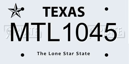 MTL1045 Texas License Plate