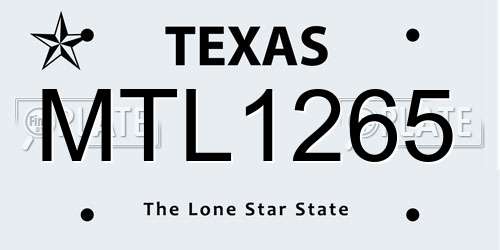MTL1265 Texas License Plate