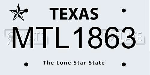 MTL1863 Texas License Plate