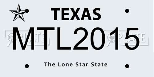 MTL2015 Texas License Plate