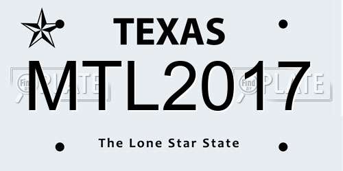 MTL2017 Texas License Plate