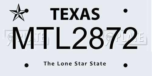 MTL2872 Texas License Plate