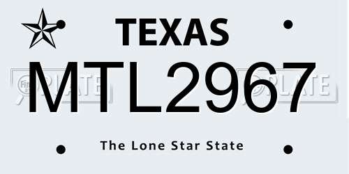 MTL2967 Texas License Plate