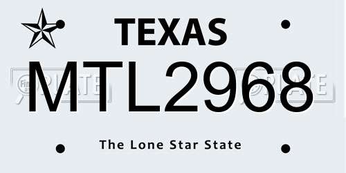 MTL2968 Texas License Plate