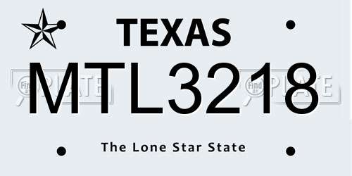 MTL3218 Texas License Plate