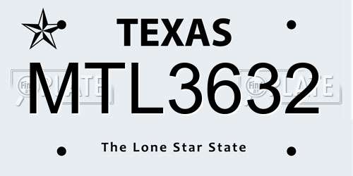 MTL3632 Texas License Plate
