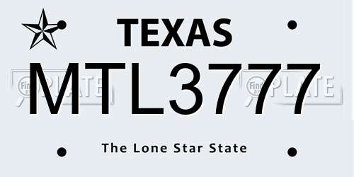 MTL3777 Texas License Plate