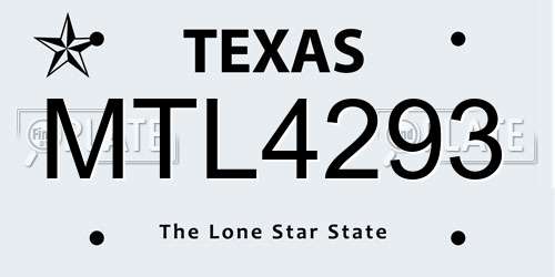 MTL4293 Texas License Plate