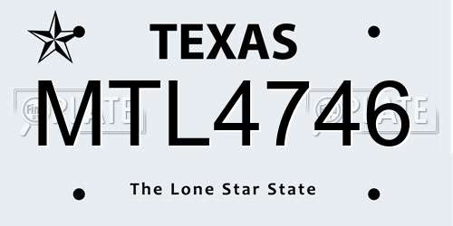 MTL4746 Texas License Plate