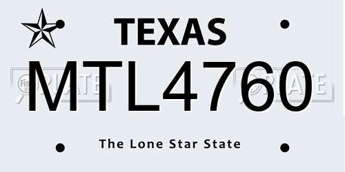 MTL4760 Texas License Plate