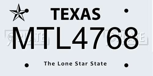 MTL4768 Texas License Plate