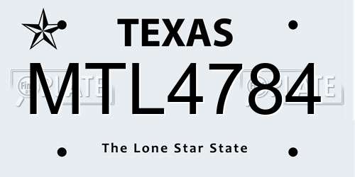 MTL4784 Texas License Plate