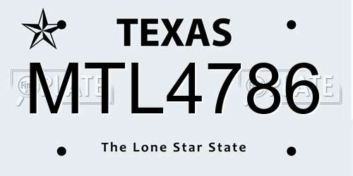 MTL4786 Texas License Plate