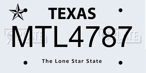 MTL4787 Texas License Plate