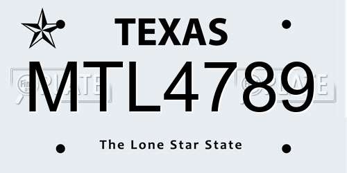 MTL4789 Texas License Plate