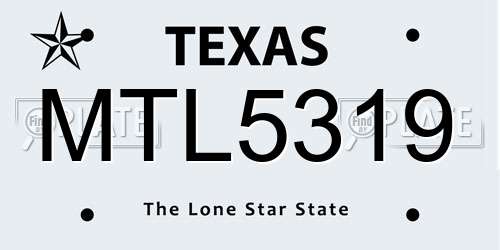 MTL5319 Texas License Plate