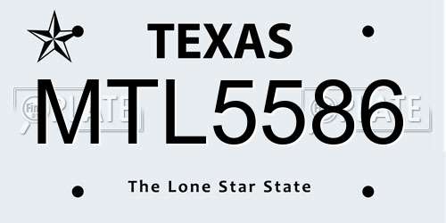 MTL5586 Texas License Plate