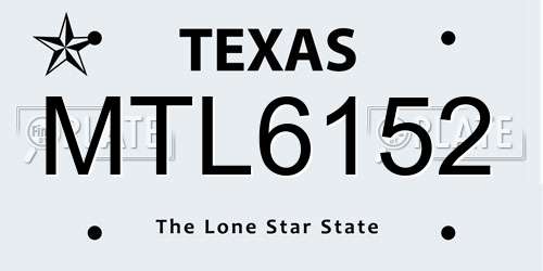MTL6152 Texas License Plate