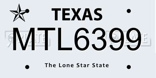 MTL6399 Texas License Plate