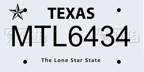 MTL6434 Texas License Plate