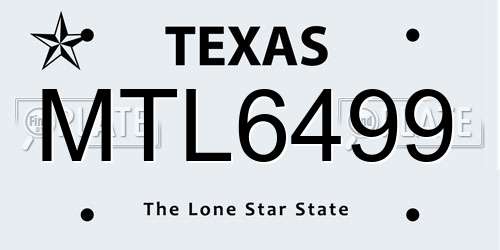 MTL6499 Texas License Plate