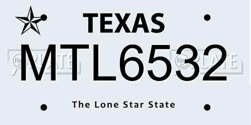 MTL6532 Texas License Plate
