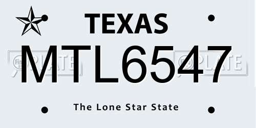 MTL6547 Texas License Plate
