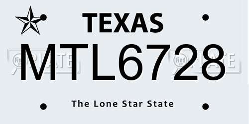 MTL6728 Texas License Plate