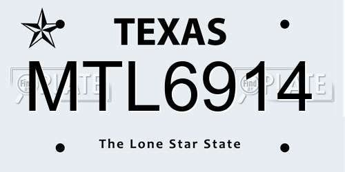 MTL6914 Texas License Plate