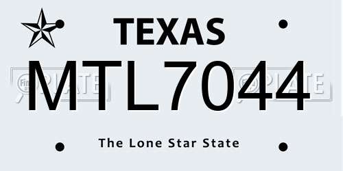 MTL7044 Texas License Plate