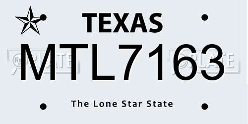 MTL7163 Texas License Plate