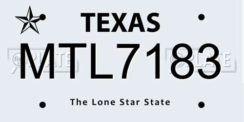 MTL7183 Texas License Plate