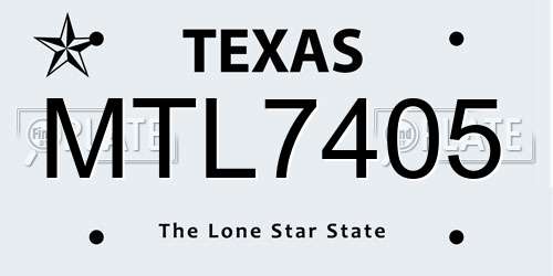 MTL7405 Texas License Plate