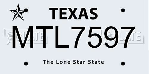 MTL7597 Texas License Plate