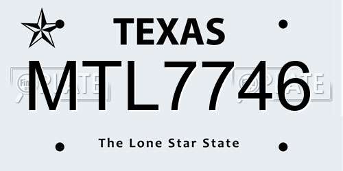MTL7746 Texas License Plate