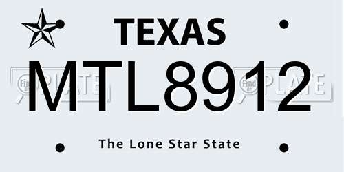 MTL8912 Texas License Plate