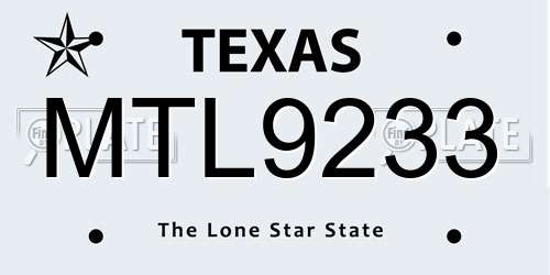 MTL9233 Texas License Plate