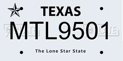 MTL9501 Texas License Plate