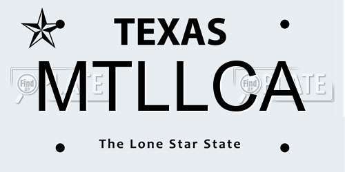 MTLLCA Texas License Plate