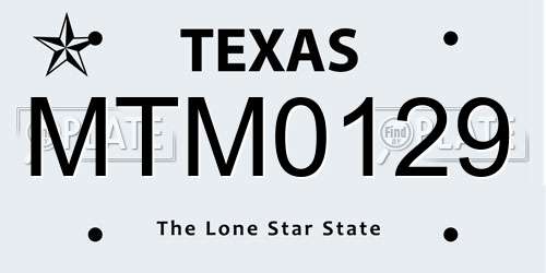 MTM0129 Texas License Plate