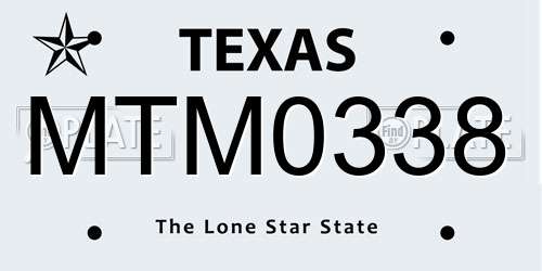 MTM0338 Texas License Plate