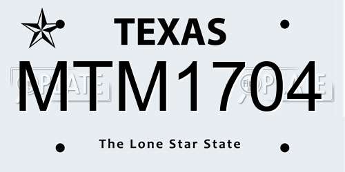 MTM1704 Texas License Plate