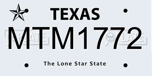 MTM1772 Texas License Plate