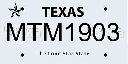 MTM1903 Texas License Plate