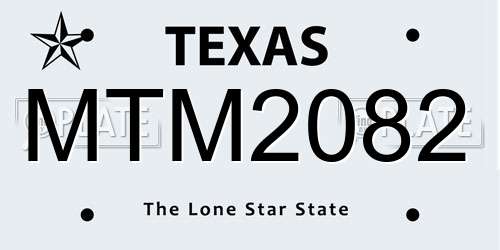 MTM2082 Texas License Plate